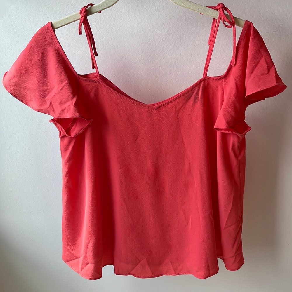 Topshop Coral flutter cold shoulder top